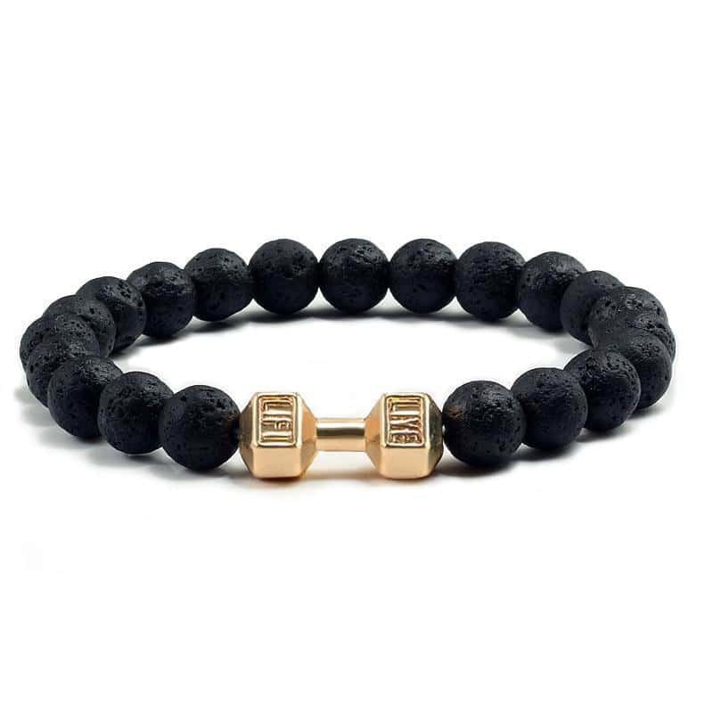 BRACELET FITNESS - PEARL ET DUMBBELL NOIR