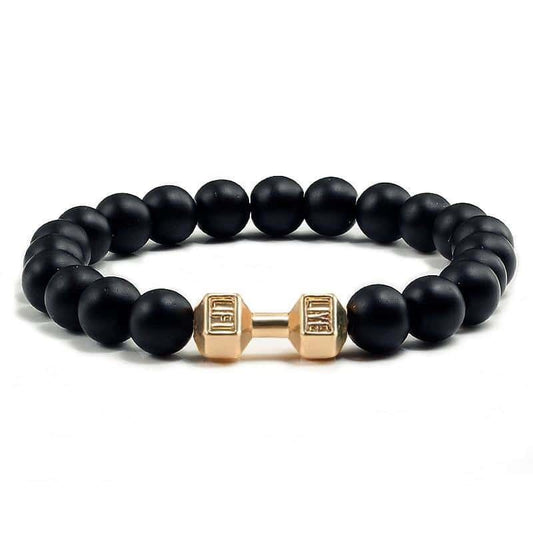 BRACELET FITNESS - PEARL ET DUMBBELL NOIR